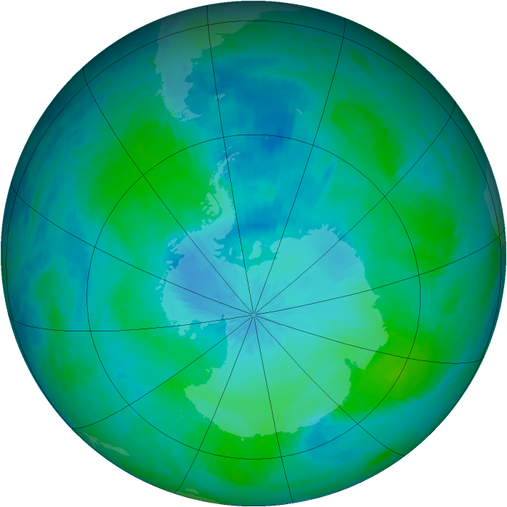 Antarctic ozone map for 08 February 2002